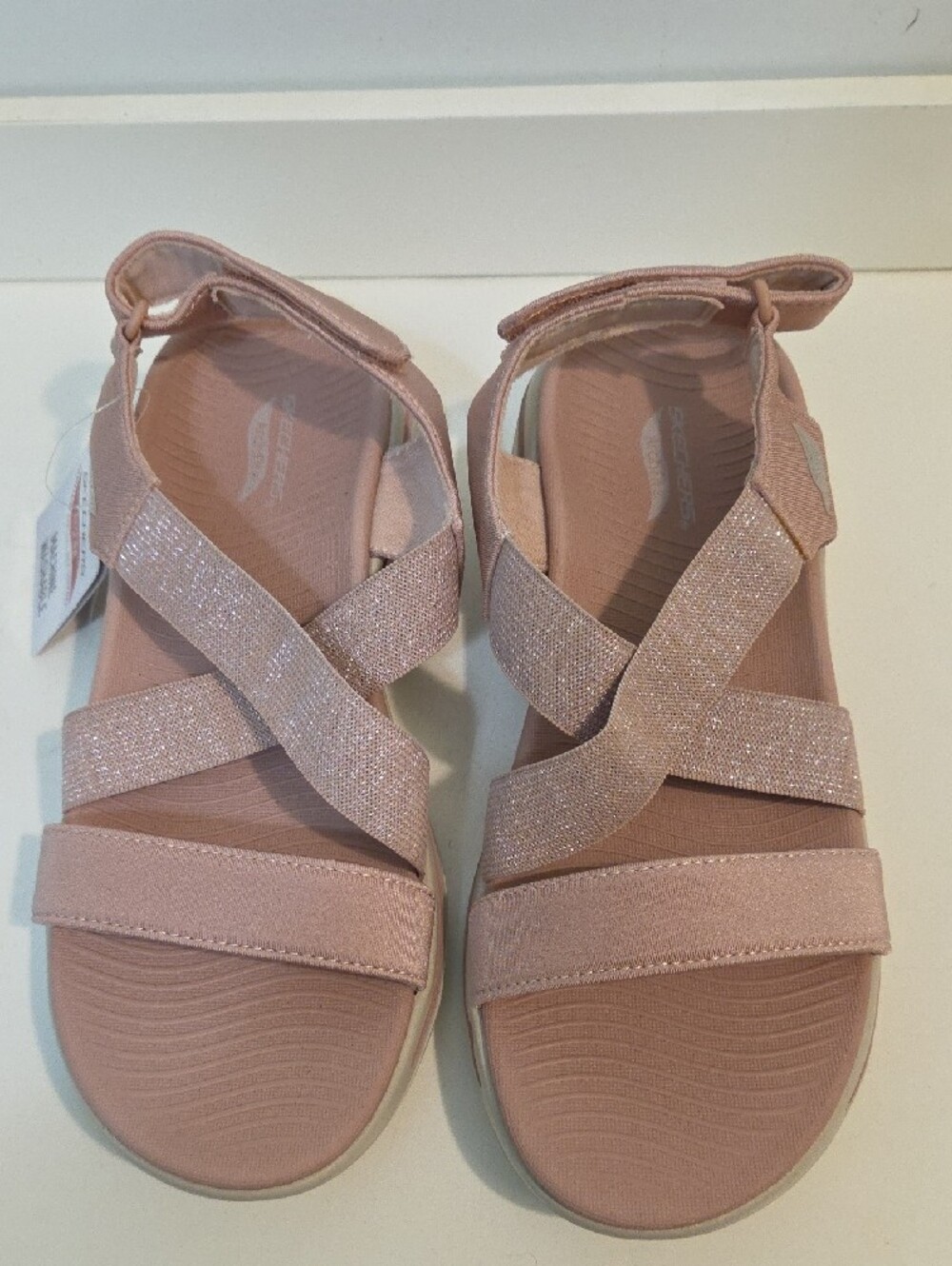 Skechers Women's Blush Pink Crisscross Arch Fit Sandals Size 7 NWOB - Picture 6 of 9